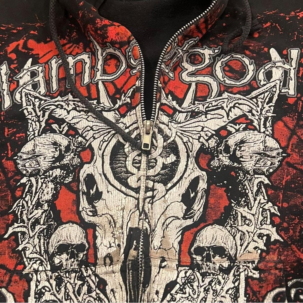 Lamb of God "Dead Seeds" Zip-Up Hoodie (2009) Distressed Band Y2K Large